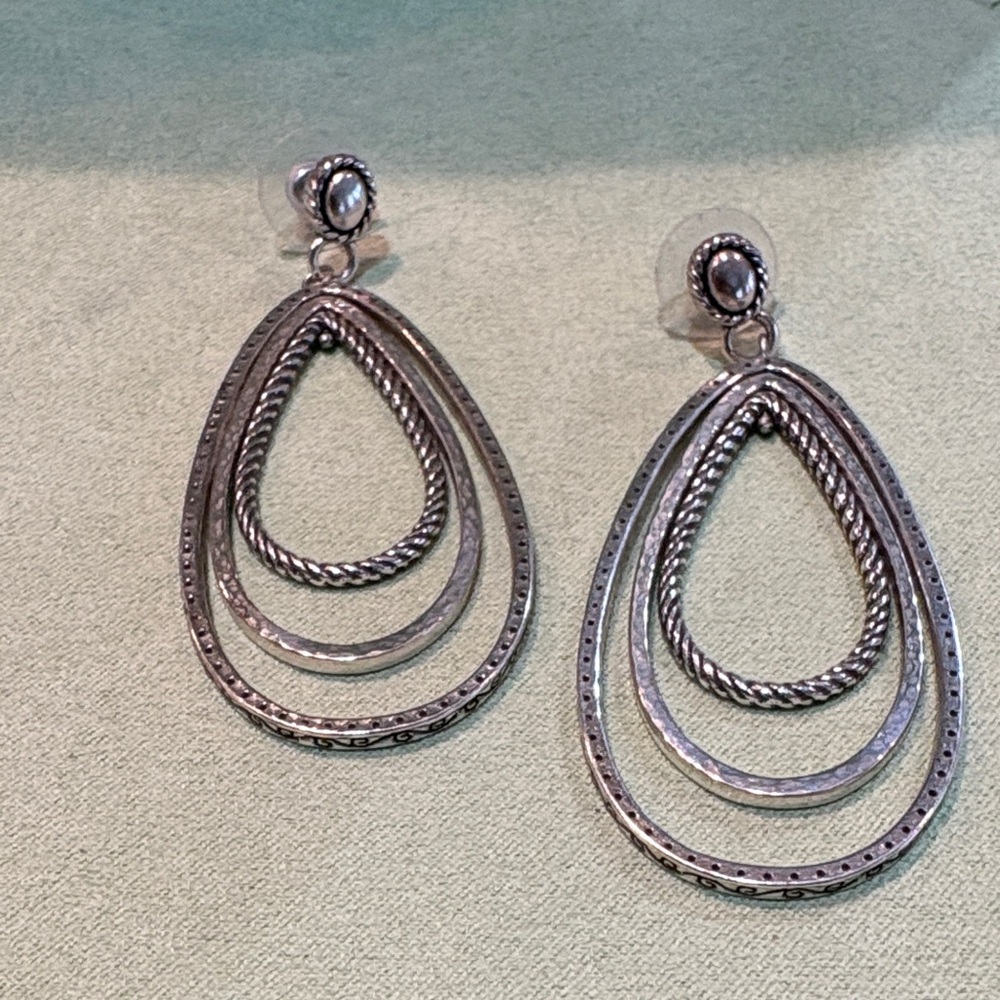 Brighton Silver Layered Teardrop Earrings